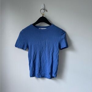 Size S Zara Blue Knit Short Sleeve Top